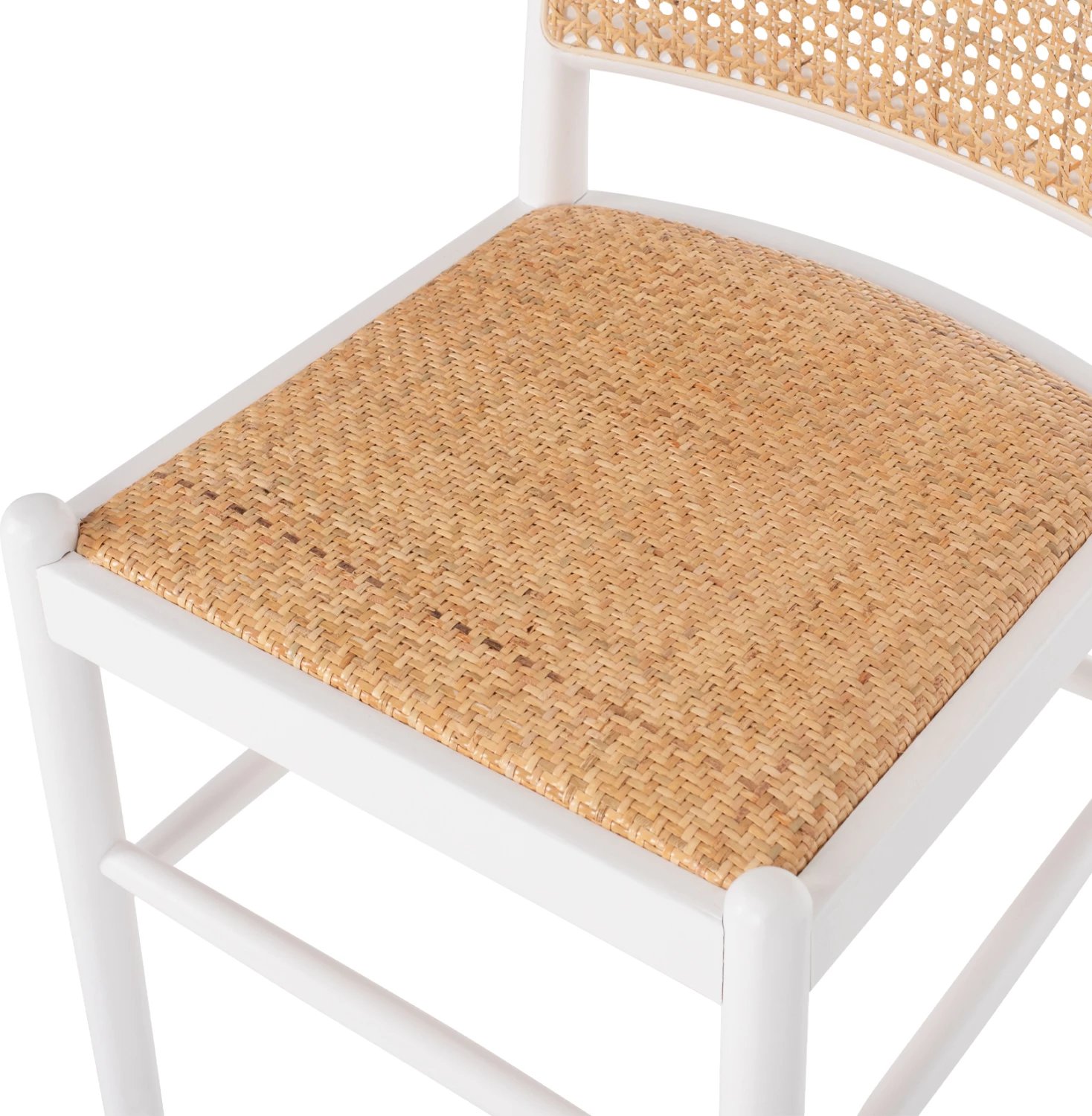 Karrige dru ahu, ngjyrë e bardhë-ratan bezhë, FH9407.03, 43x50x87H cm Karrige dru ahu, ngjyrë e bardhë-ratan bezhë, FH9407.03, 43x50x87H cm