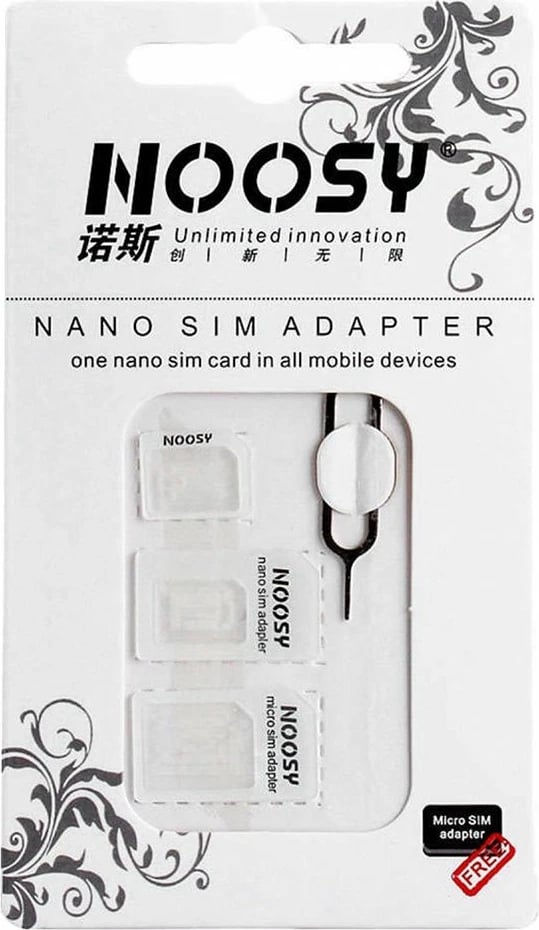 Set adapterësh SIM Hurtel Noosy 3in1 me çelës, Bardhë