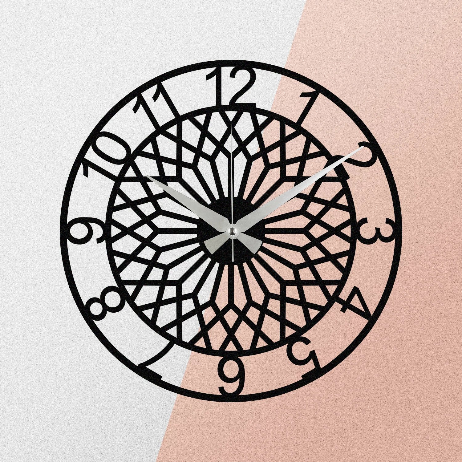 Orë muri dekorative prej metali, Wallity Enzoclock - S009, e zezë, 48x48cm