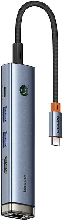 HUB USB-C 5-në-1, Baseus, UltraJoy BS-OH165, HDMI 4K@60Hz, USB3.0x2, PD 100W, RJ45 1Gbps, gri