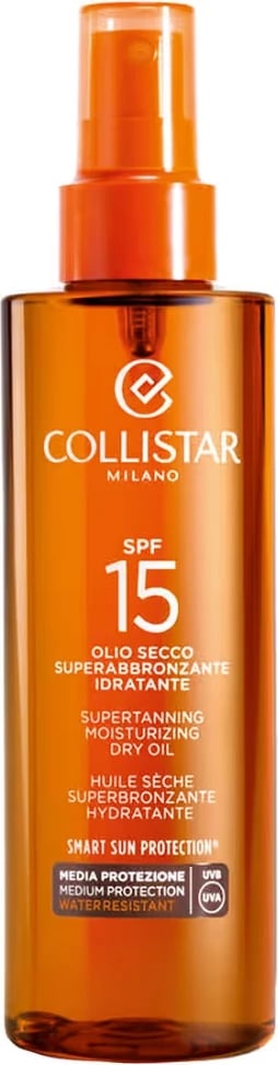 Vaj i thatë për trup Collistar Supertanning Dry Oil SPF15 për femra, 200ml