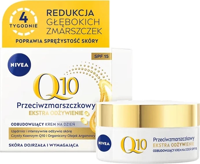 Krem dite kundër rrudhave për femra Nivea Q10 Extra Nourishment SPF15, 50ml Krem dite kundër rrudhave për femra Nivea Q10 Extra Nourishment SPF15, 50ml
