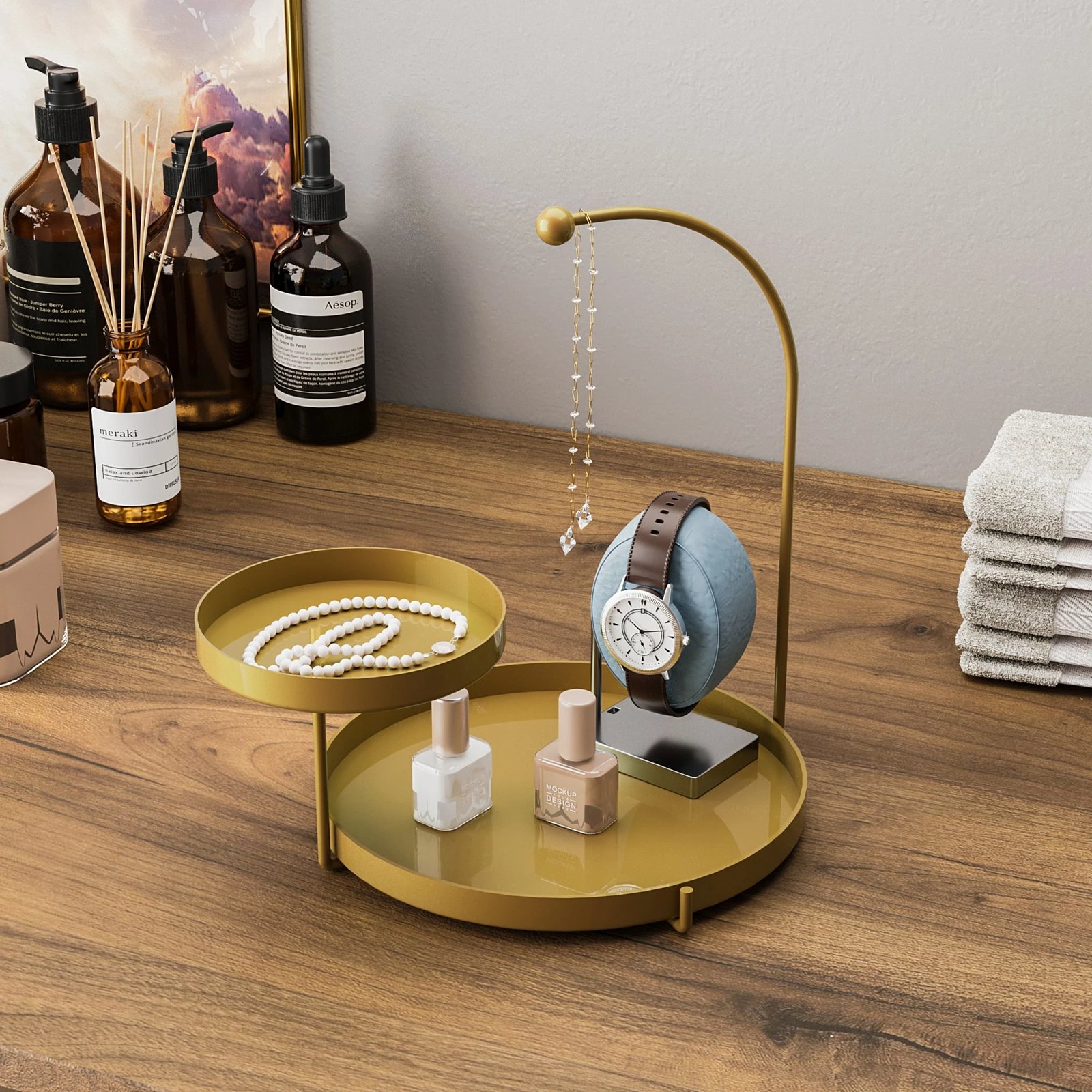 Aksesor dekorativ metalik Aberto Design Knidos-B, ngjyrë ari