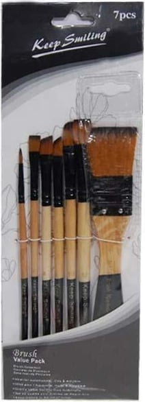 Set brushash NEXT 7 copë, me qime sintetike, për pikturë, përfundim metalik i zi