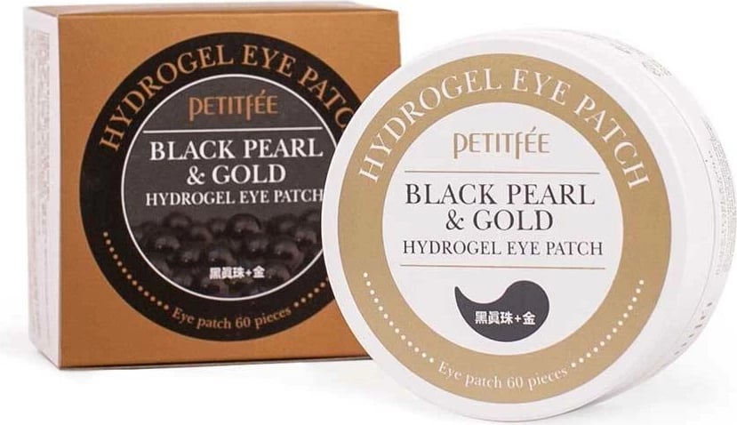Patch-e hidrogel për sy Petitfee Black Pearl & Gold, për femra, 60 copë
