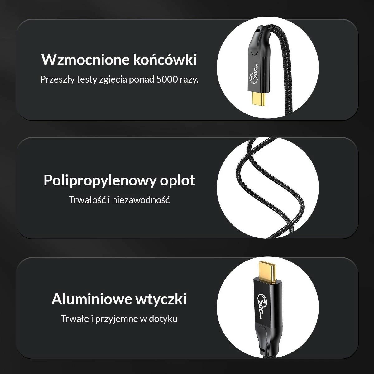 Kabëll zgjatues USB-C Orico 3.2, 20Gbps, 4K, 100W, 1m, zi