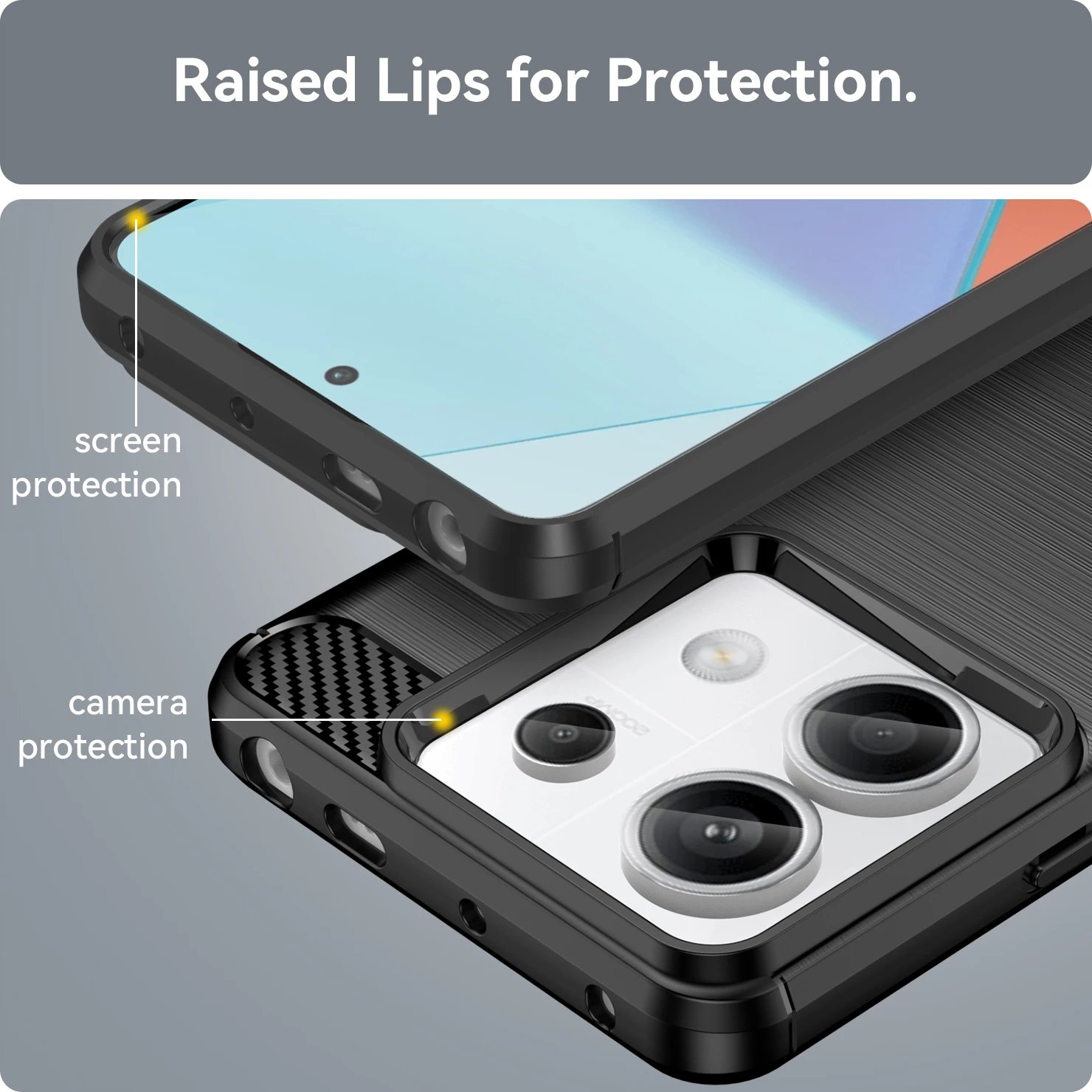 Mbështjellës Hurtel Carbon Case për Xiaomi Redmi Note 13 Pro, TPU, zi