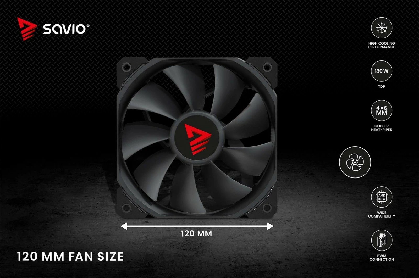 Ftohës procesori Savio Vortex X2 Black, 120 mm, 4-pin, për Intel/AMD, i zi Ftohës procesori Savio Vortex X2 Black, 120 mm, 4-pin, për Intel/AMD, i zi