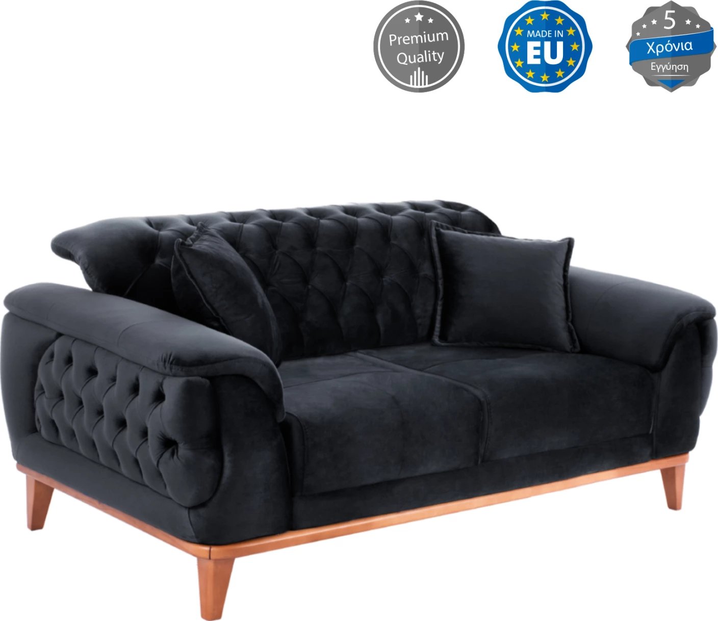 Divan shtrat 2-vendësh BENNINGTON, ngjyrë e zezë, 180x95x80