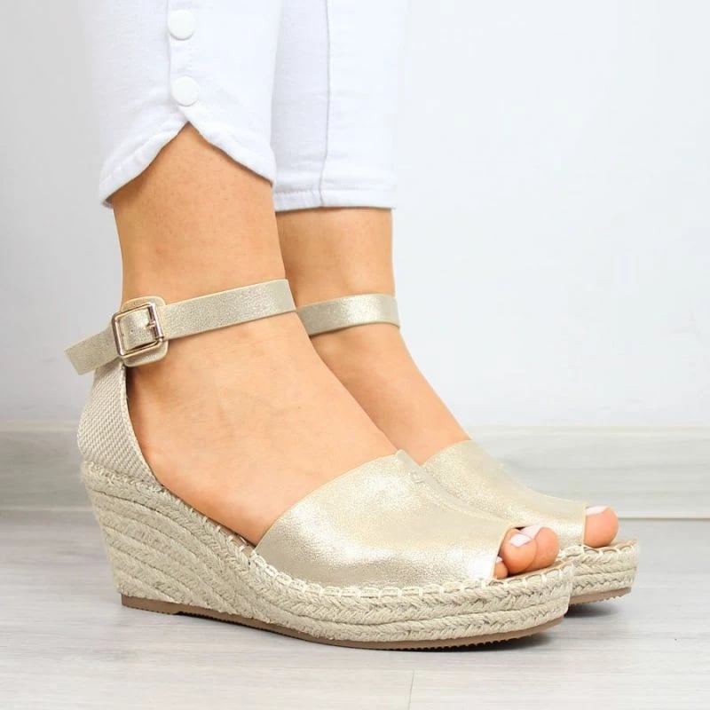 Sandale espadrille me taka eVento, të arta për femra