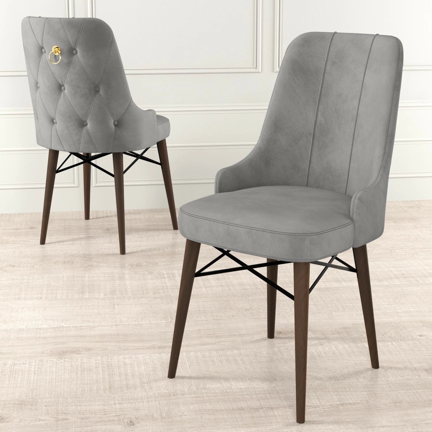 Set karrigesh (6 copë) Hanah Home, Pare, gri, kafe