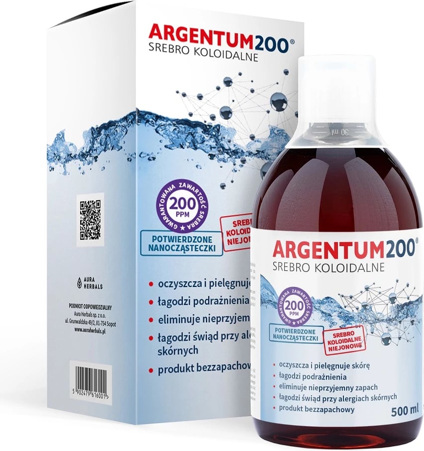 Tonic për lëkurë Aura Herbals Argentum200 Silver Colloidal 200ppm, 500ml