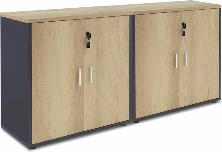 Dollap Lotus me 4 dyer, ngjyrë lisi-gri e errët, 160x40,5x80cm