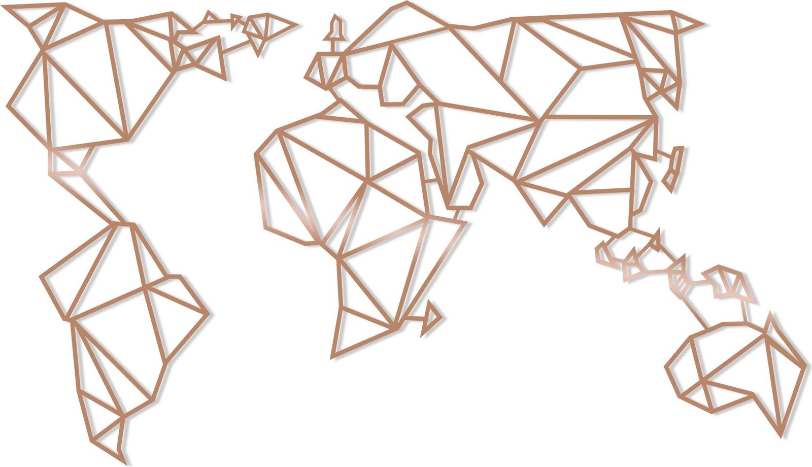 Aksesor dekorativ metalik për mur, hartë bote, ngjyrë bakri, Wallity