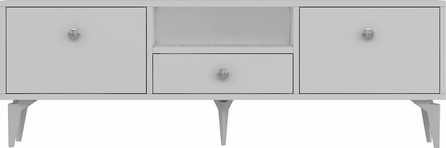 Komodë TV Skye Decor, 1300-DROP-1, e bardhë, argjend