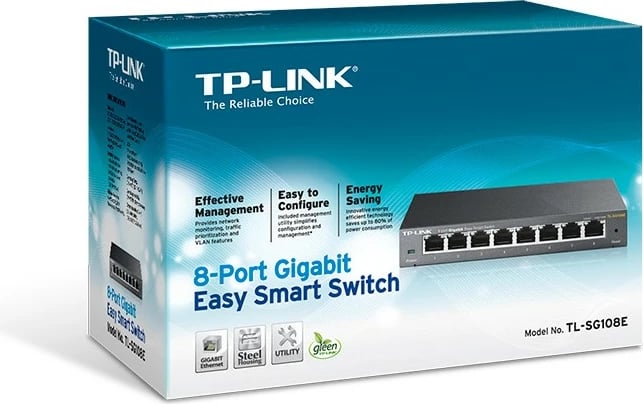 Switch TP-LINK TL-SG108E, 8 porta, Gigabit, Slim