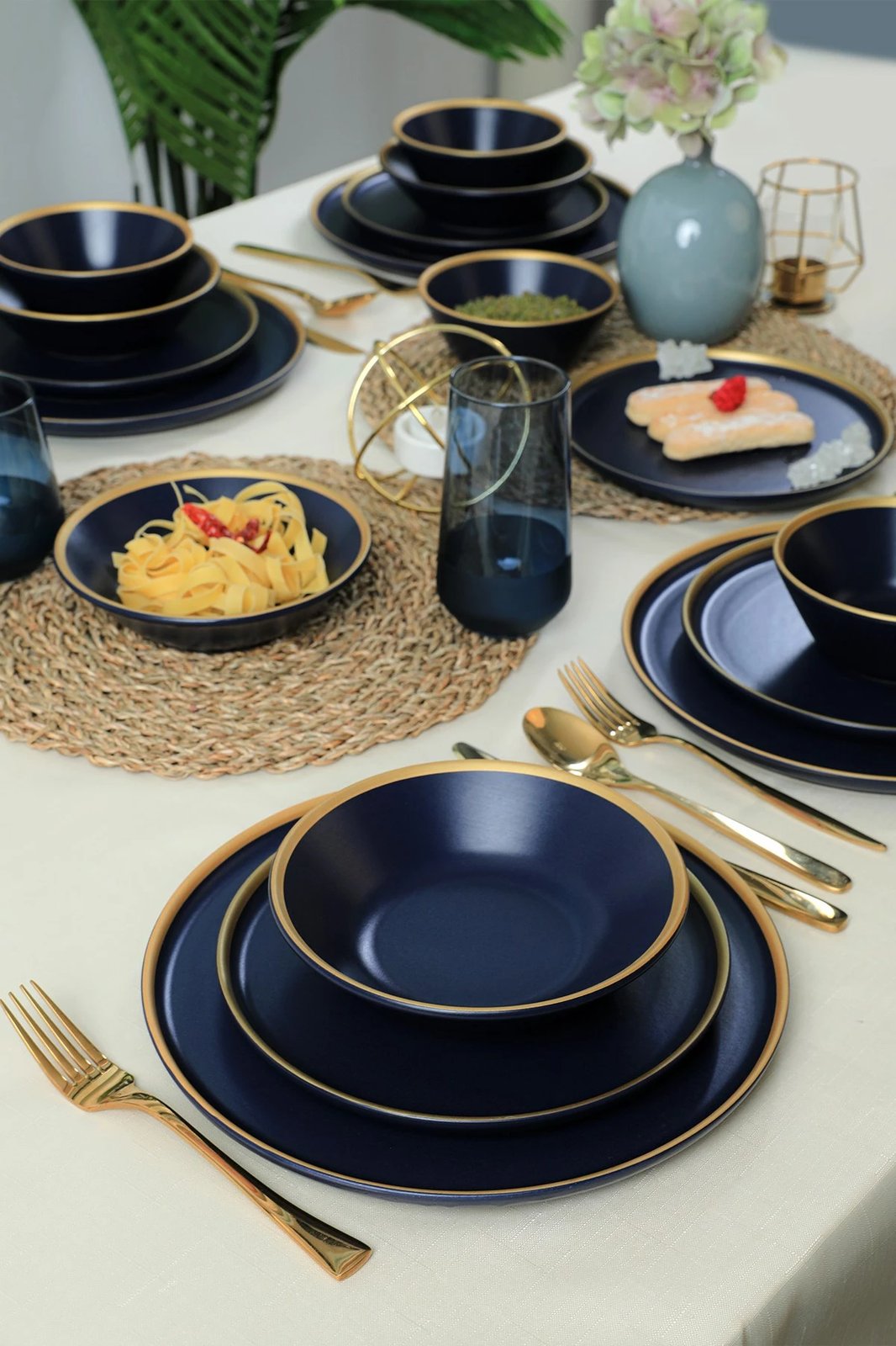 Set enësh darke prej qeramike (24 copë), Hermia Concept, TY039124F993A841700MAET000, ngjyrë kaltër e errët