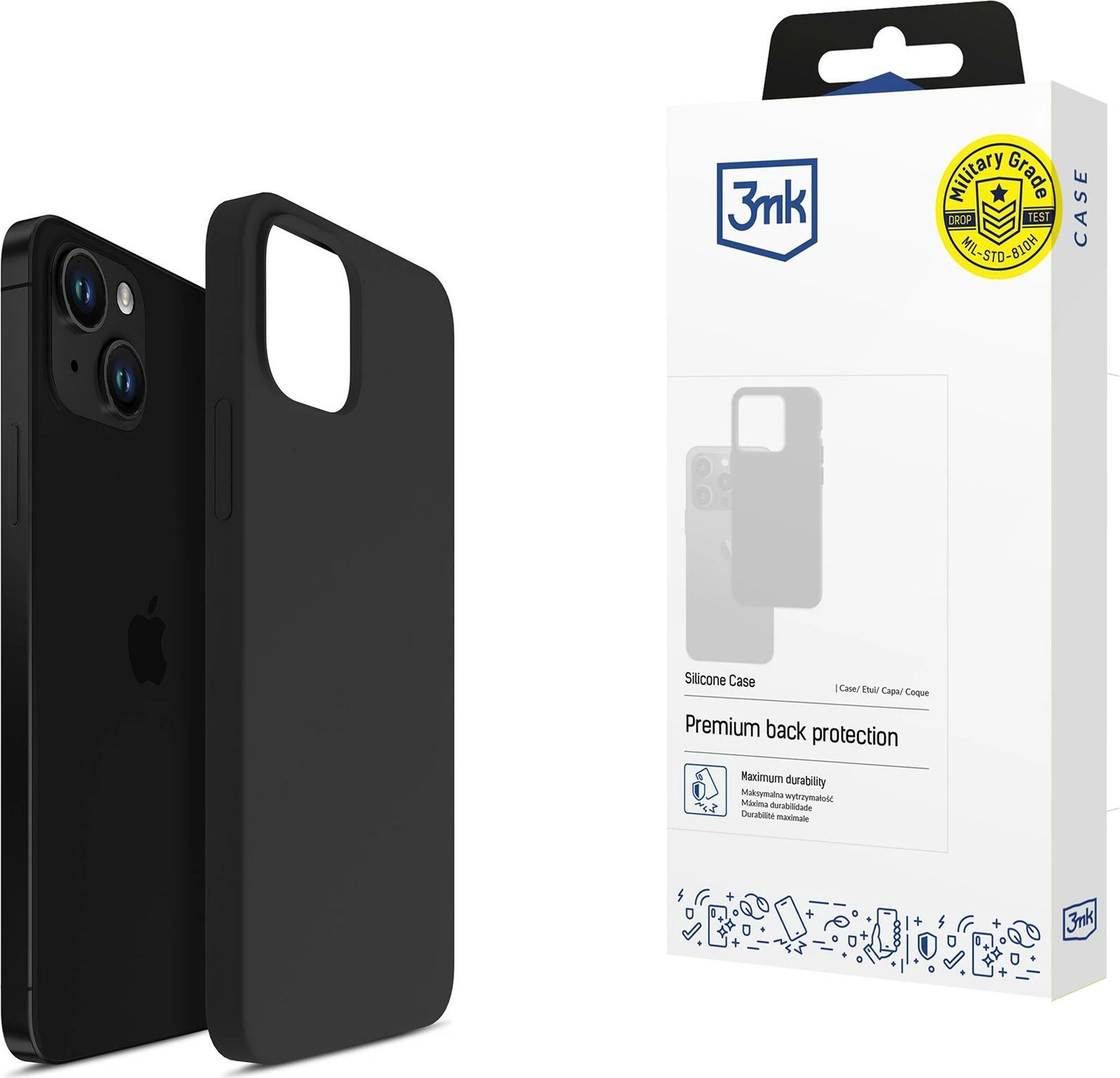 Mbështjellës silikon për iPhone 13 3mk Silicone Case, i zi