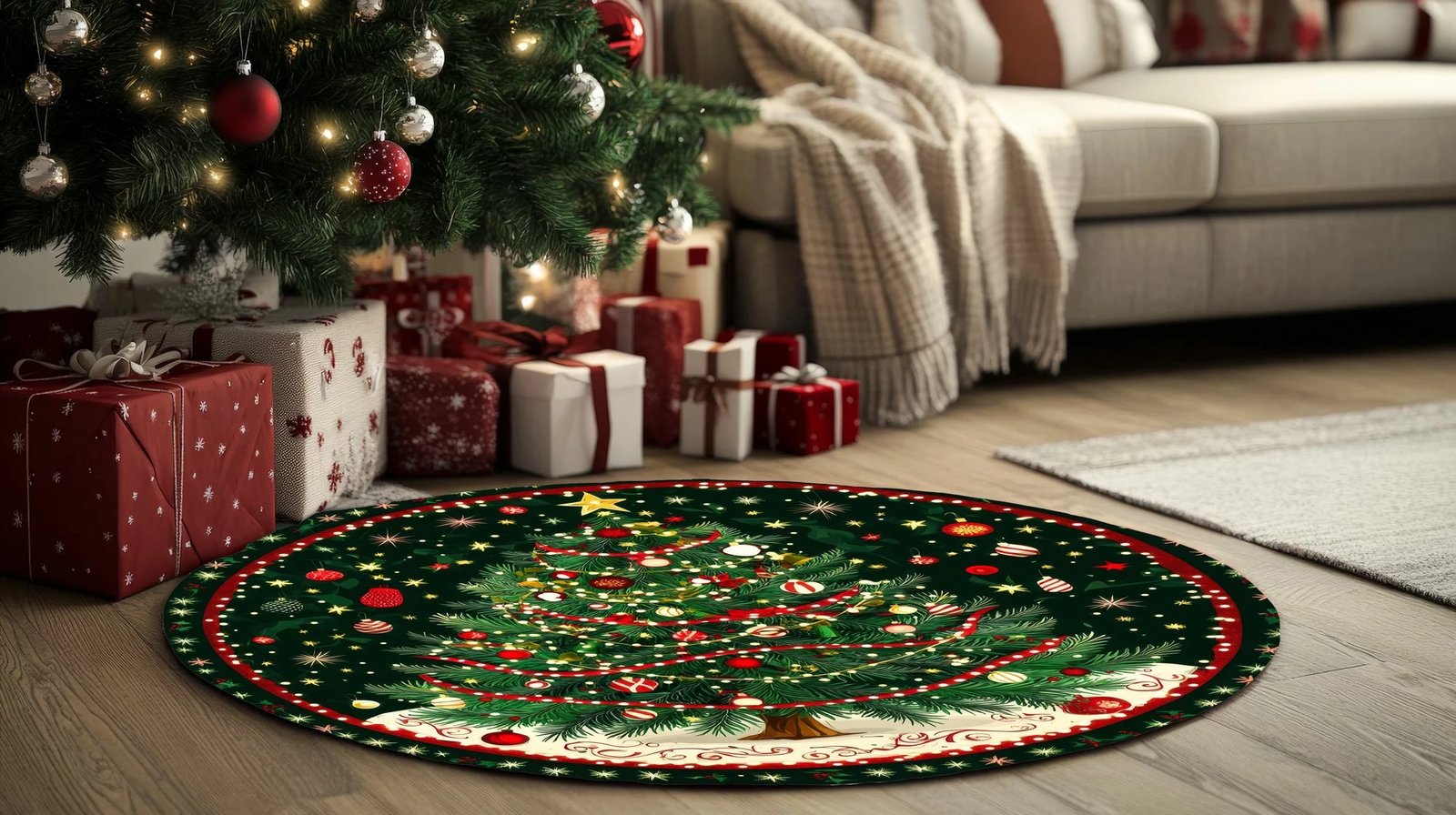 Qilim Krishtlindjesh, shumëngjyrësh, 100x100cm, Crp-Yrlk26-1