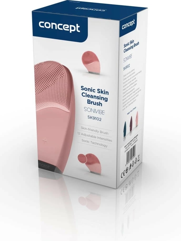Brushë fytyre elektrike Concept Sonivibe SK9102, 12 intensitete, silikon, rozë