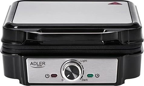 Hekur për waffle Adler AD 3083, 1800 W, Katër waffle, Argjendtë