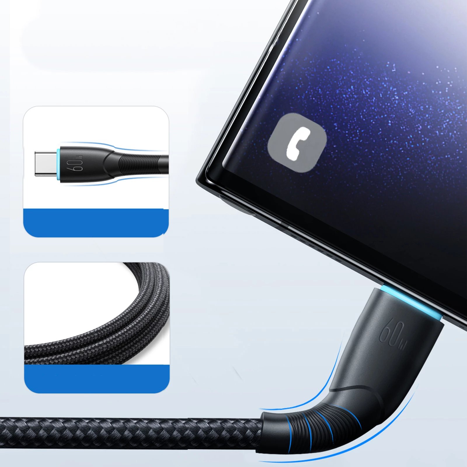 Kabllo USB-C në USB-C Joyroom Starry Series SA32-CC3, 1m, 60W, e zezë