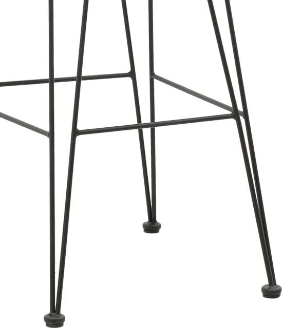 Karrige për bar, kopsht, me jastëk PE, këmbë metali, ngjyrë natyrale e zezë, 46x56x110cm