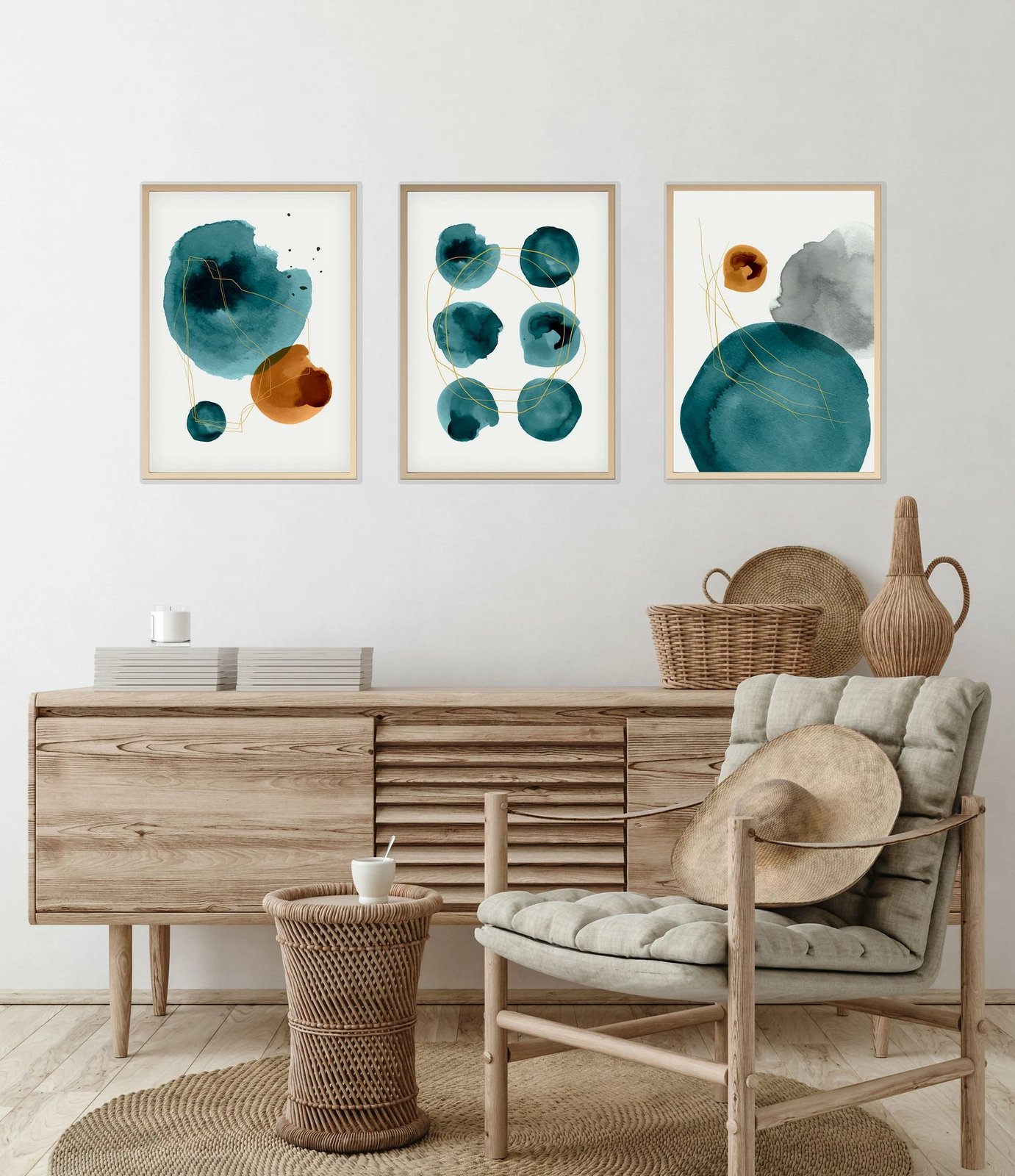 Set pikturash dekorative me kornizë, MDF, shumëngjyrëshe, 3 copë, 30x40cm