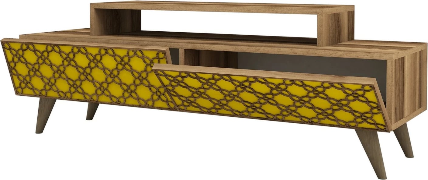 Komodë TV Hanah Home, ngjyrë arre dhe e verdhë, City