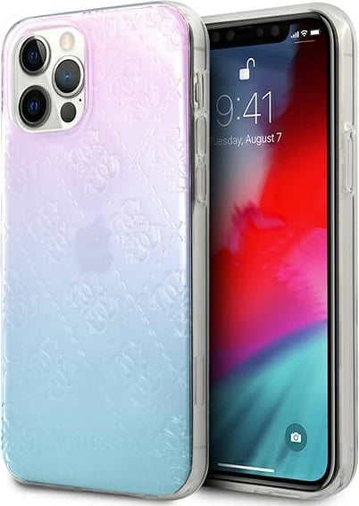 Mbështjellës Guess 4G 3D Pattern për iPhone 12 Pro Max, 6.7", blu/rozë