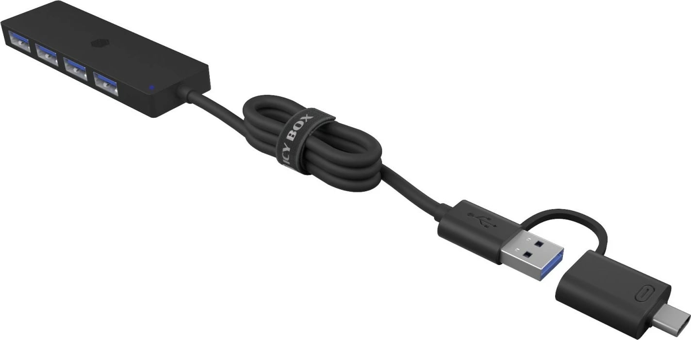 Kasë USB IcyBox IB-HUB1424-C3, 4 porta, USB 3.2 Gen 1, Type-C/Type-A, e zezë