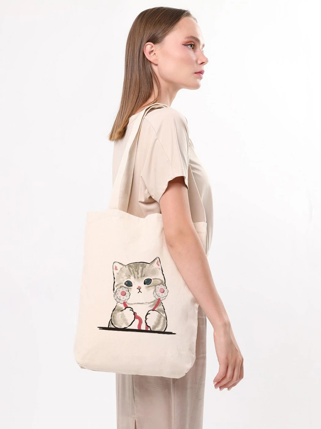 Qese tote Zoozie Bags, krem, 1613