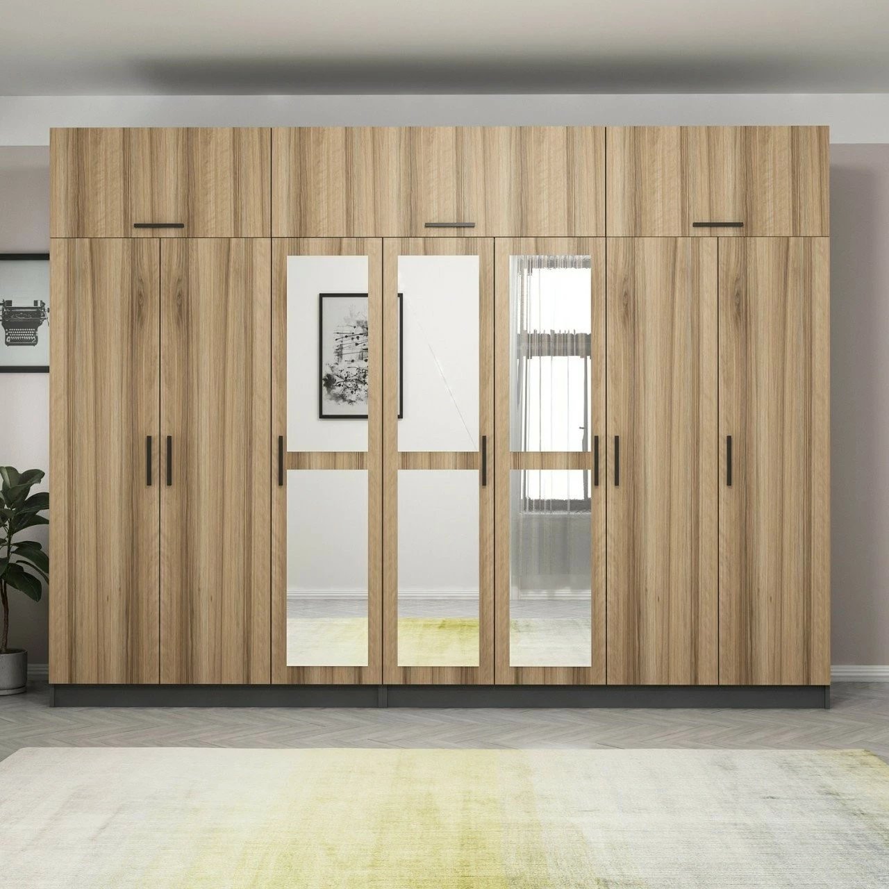 Dollap Skye Decor, ngjyrë arre dhe antracit, 315x235x52cm