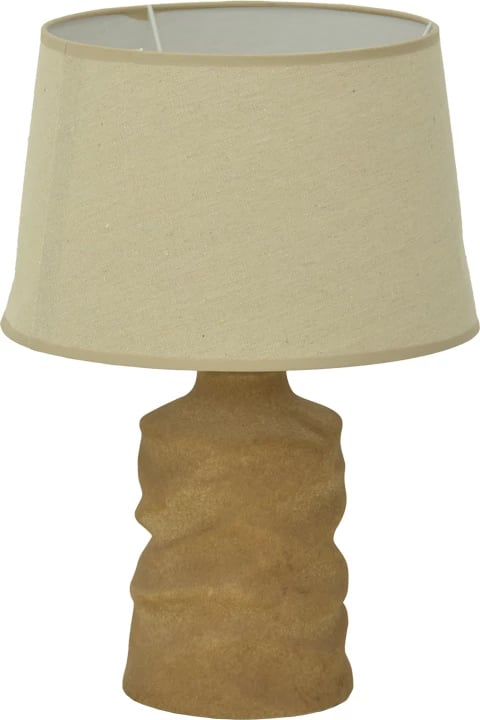 Llambë tavoline Wabbi, qeramikë, ngjyrë gri antike, abazhur bezhë, D28x41cm