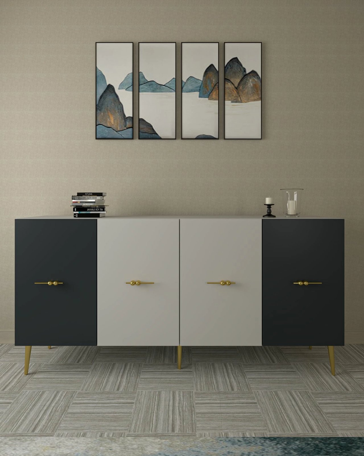 Konsol Skye Decor, Loop KB150, e bardhë, antracit