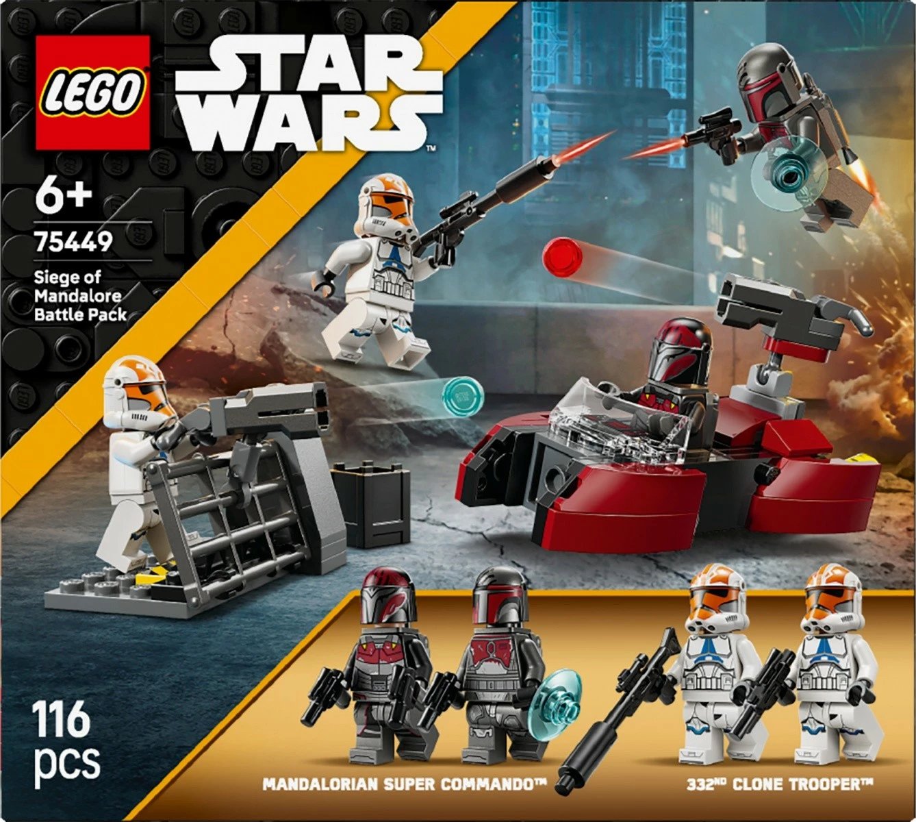 Set ndërtimi, LEGO Star Wars, 75449 Mandalore Siege, 116 pjesë, 4 minifigura, 6+, paketë betejë
