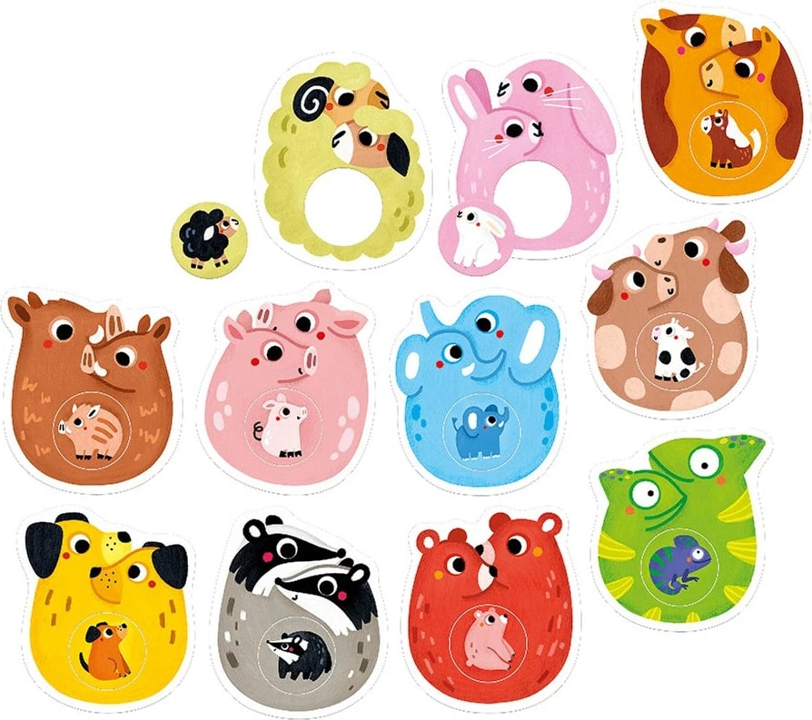 Puzzle edukativ CzuCzu First Puzzle Set - Families, 11 copë, për fëmijë të vegjël, shumëngjyrëshe