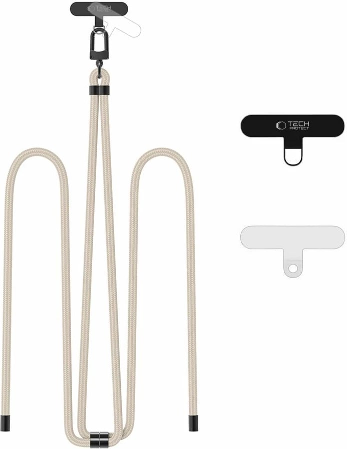 Rrip crossbody për celular Tech-Protect C7S, Bezhe, me 2 adapterë
