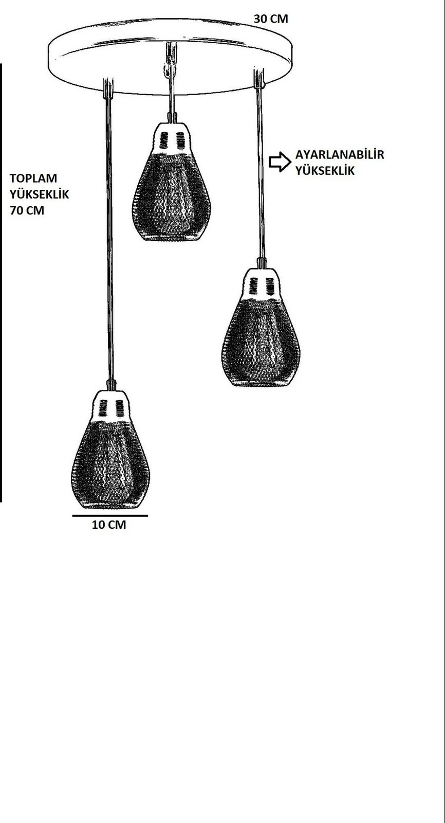Llambë tavani Opviq, 3 ampula, metal i zi, tepsi