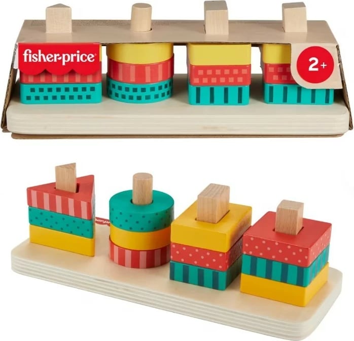 Lodër druri Fisher Price HXV05 sorter forma, për fëmijë, shumëngjyrëshe