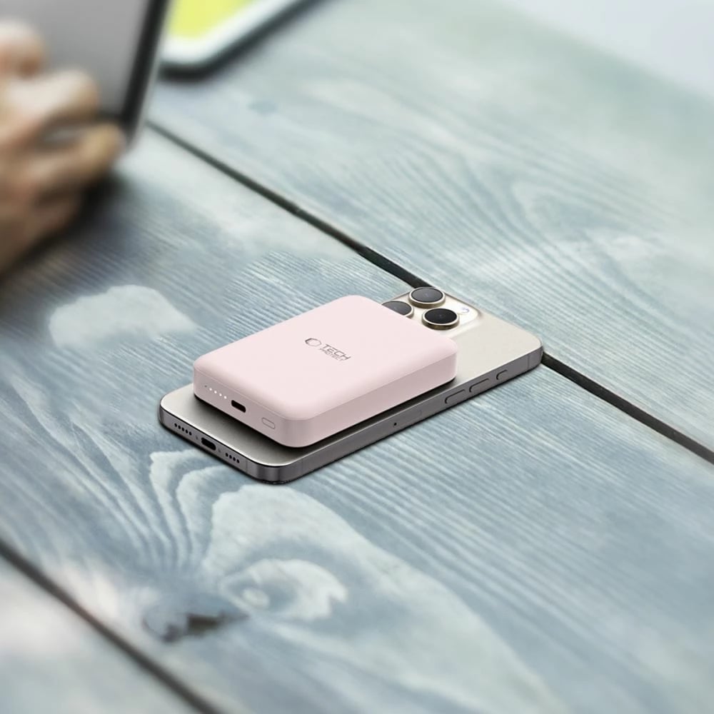 Powerbank Tech-Protect LifeMag PB11, 10000mAh, MagSafe, USB-C, Rozë me kabllo USB-C