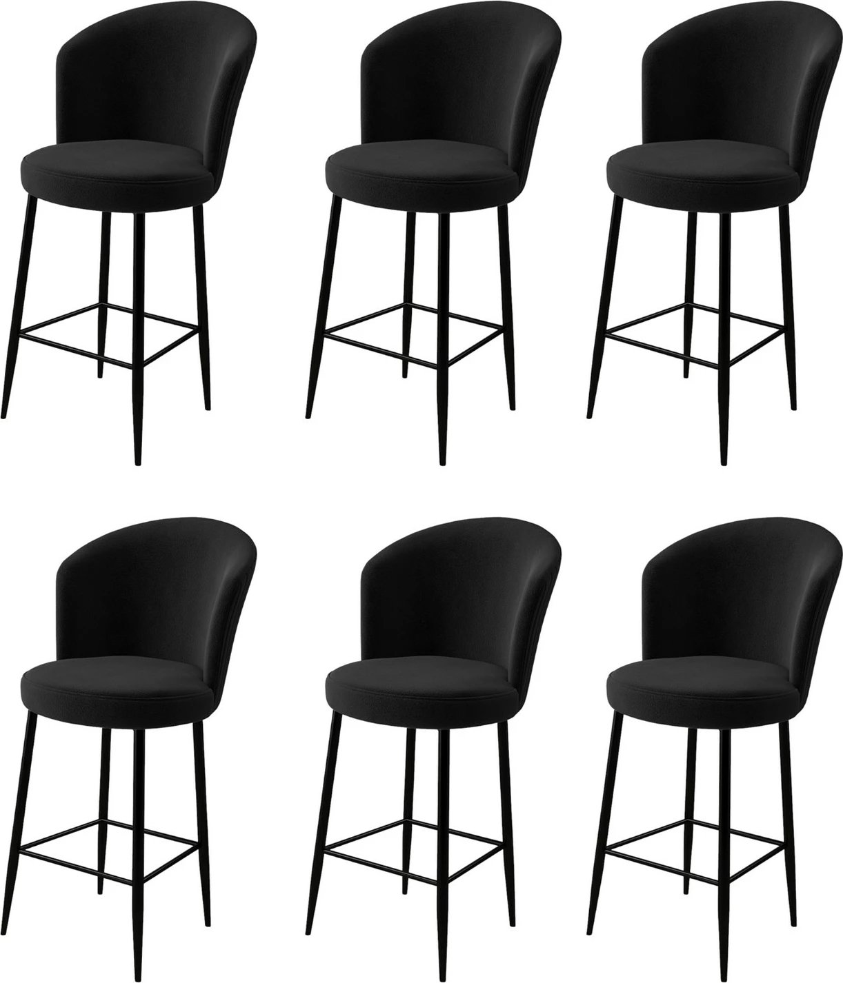 Set karrigesh për bar (6 copë), Hanah Home, Fora, e zezë