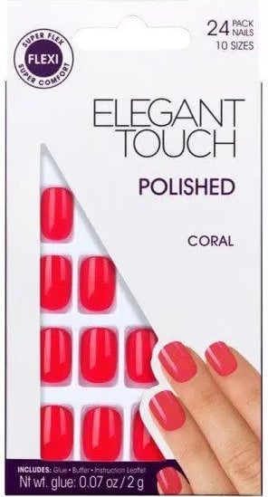 Thonj artificial Elegant Touch Core Colour Nails With Glue Short Stiletto Blush Suede, 24 copë
