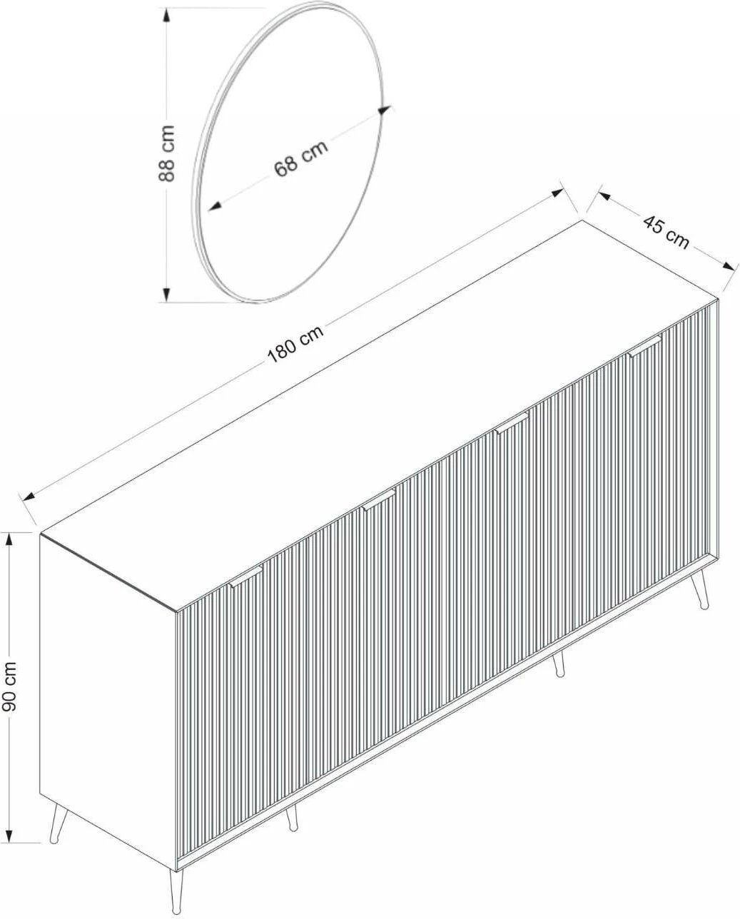 Konsolë Skye Decor, ngjyrë ranore, me pasqyrë