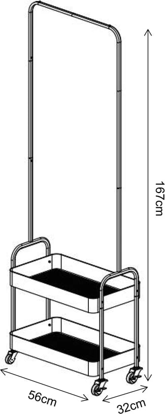 Raf garderobe metalik, ngjyrë e zezë, 56x31x152 cm