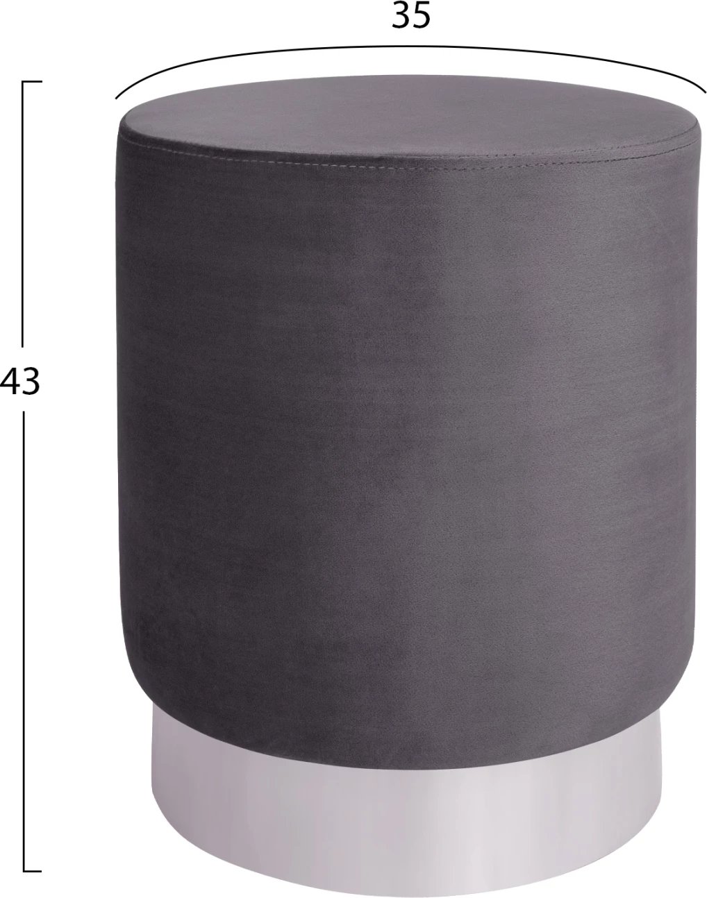 Karrige për bar Levy FH8408.01, ngjyrë hiri me bazë argjendi, 35x43cm