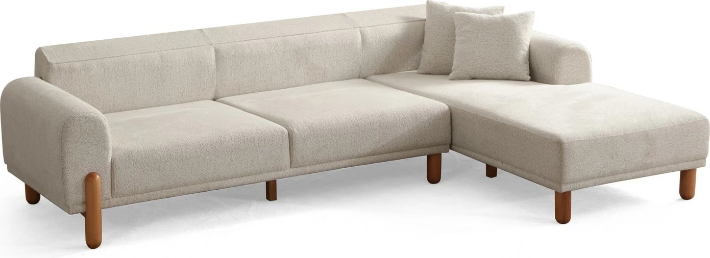 Kënd-sofë krevati Lyke, ngjyrë krem, kënd i djathtë