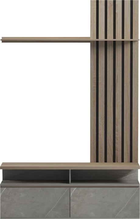 Set për dhomë dite, pamje mermeri bezhë, ngjyrë sonoma, 140x41x219.5cm