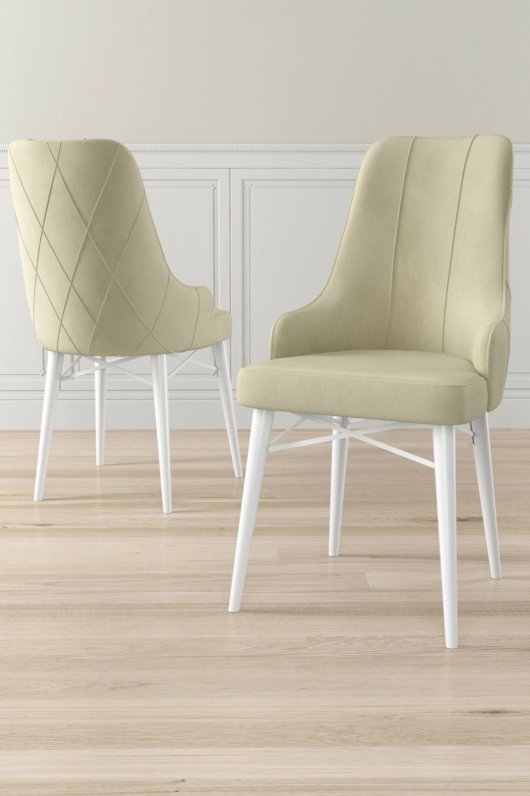 Set karrigesh (6 copë) Hanah Home, Neta, krem dhe e bardhë