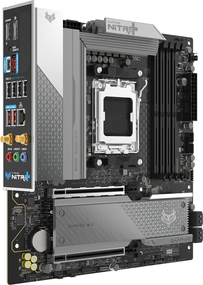 Pllakë amë Sapphire NITRO+ B850M WIFI, Socket AM5, micro ATX, E zezë